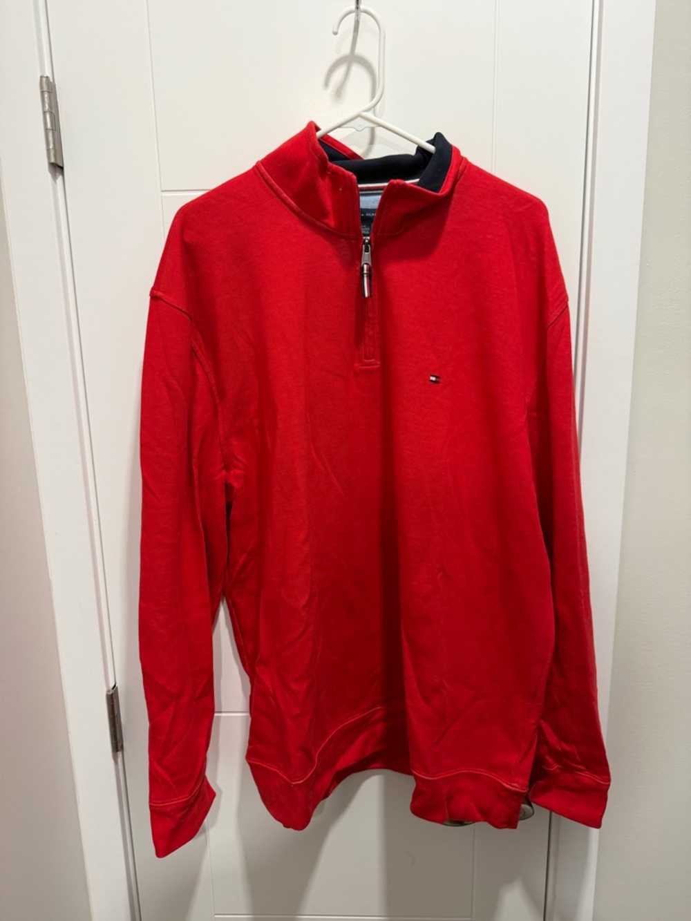 Tommy Hilfiger Men's Red Half-Zip Pullover Sweater